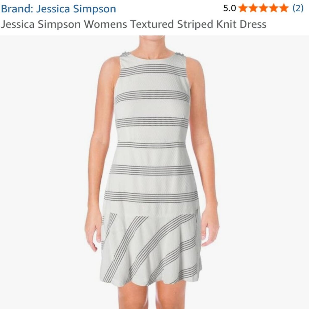 Jessica Simpson Women's White Textured Knit Sleeveless A-Line Dress